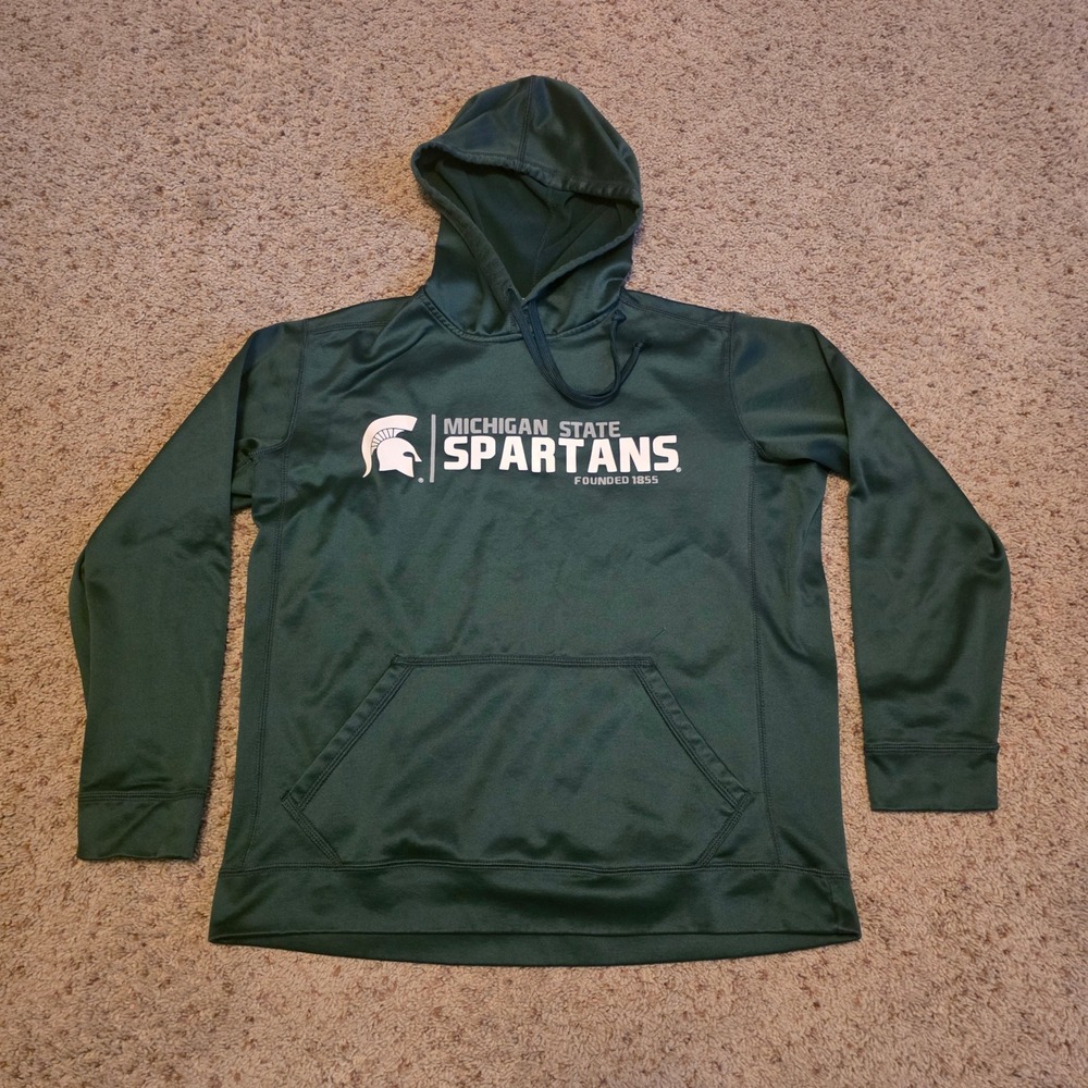 Michigan State Spartans Hoodie Mens Medium Green Performance Pullover J2 Sport